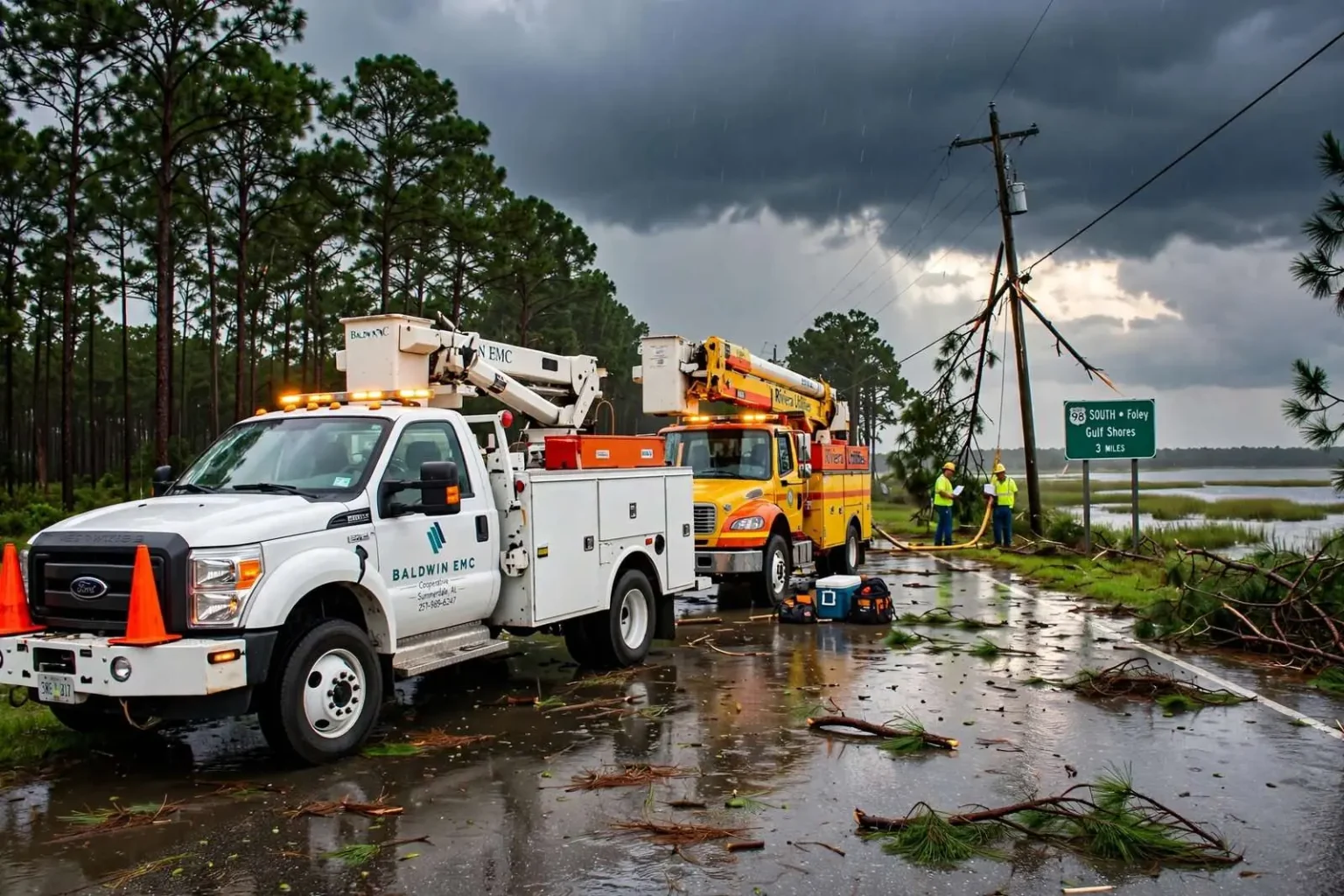 Illustration for the news story: Tuesday Storms Knock Out Power to Thousands Across South Baldwin County