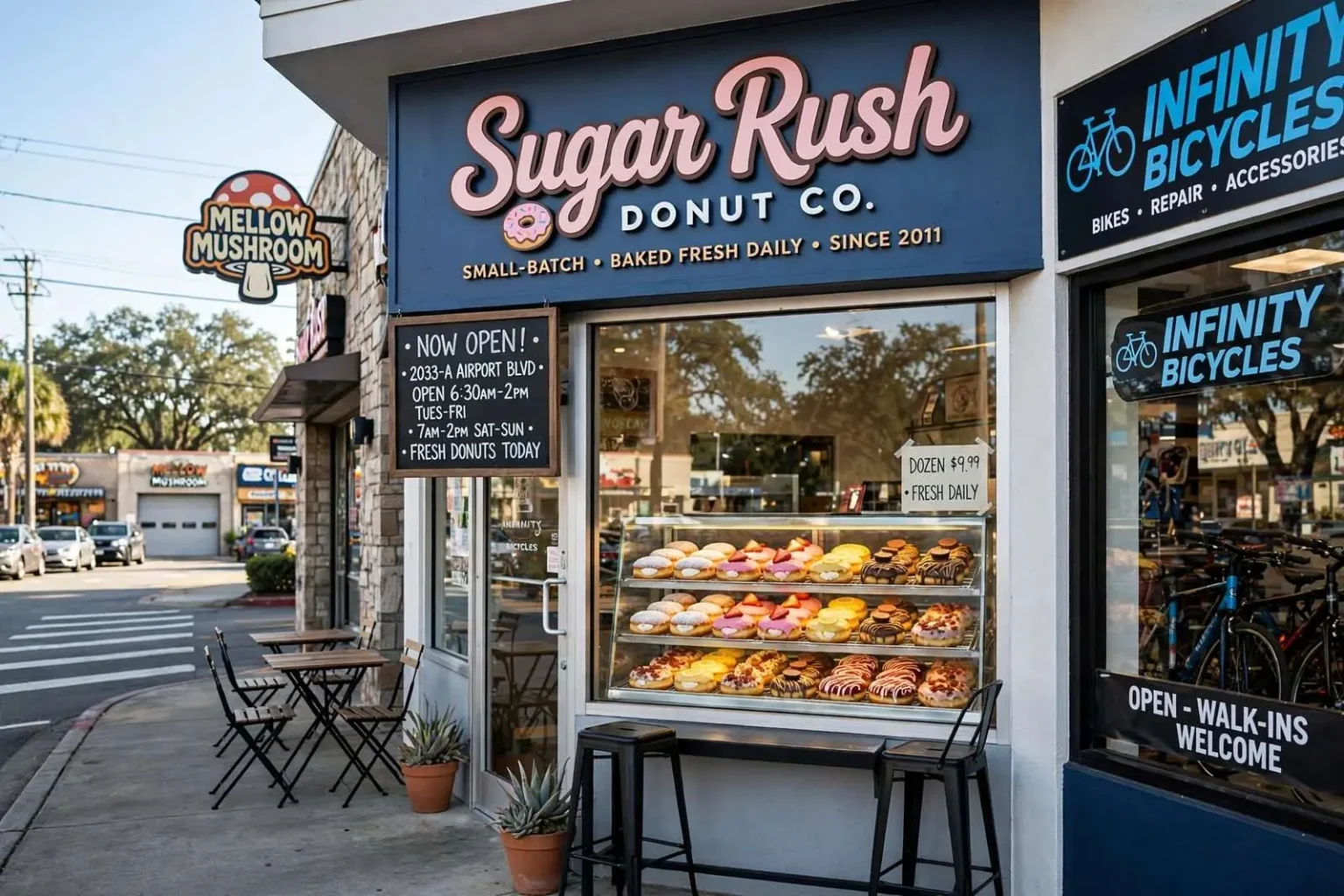 Illustration for the news story: Sugar Rush Donut Opens Midtown Mobile Location, Ending ‘Doughnut Wasteland’