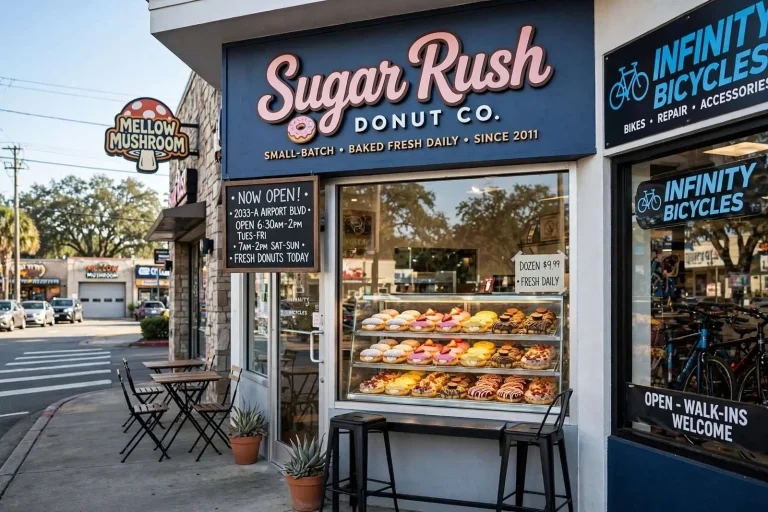 Illustration for the news story: Sugar Rush Donut Opens Midtown Mobile Location, Ending ‘Doughnut Wasteland’