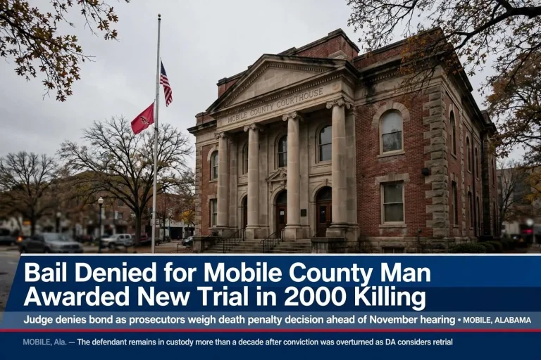 Illustration for the news story: Bail Denied for Mobile County Man Awarded New Trial in 2000 Killing