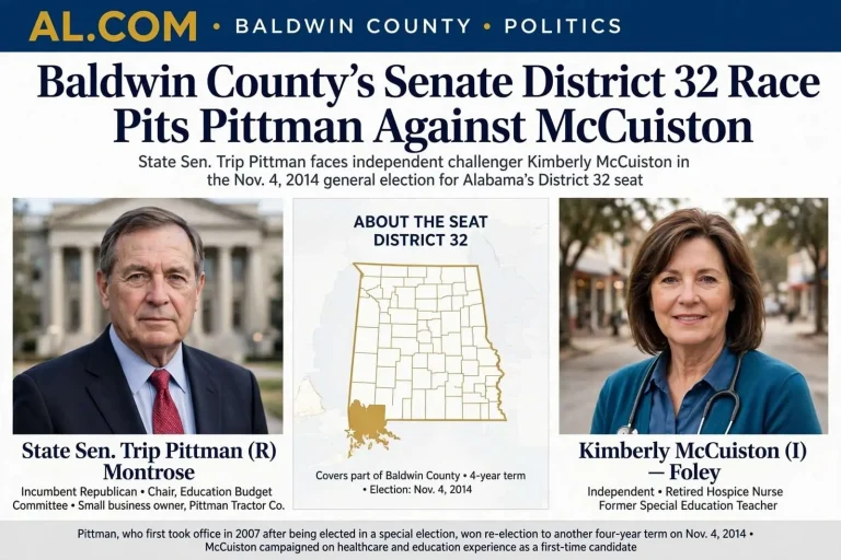 Illustration for the news story: Baldwin County’s Senate District 32 Race Pits Pittman Against McCuiston