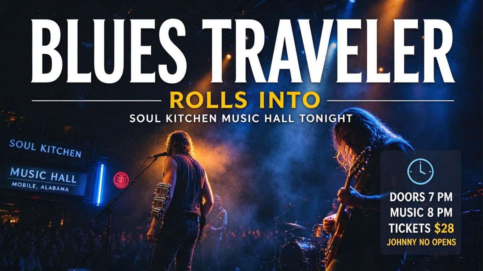 Illustration for the news story: Blues Traveler Rolls Into Soul Kitchen Music Hall Tonight