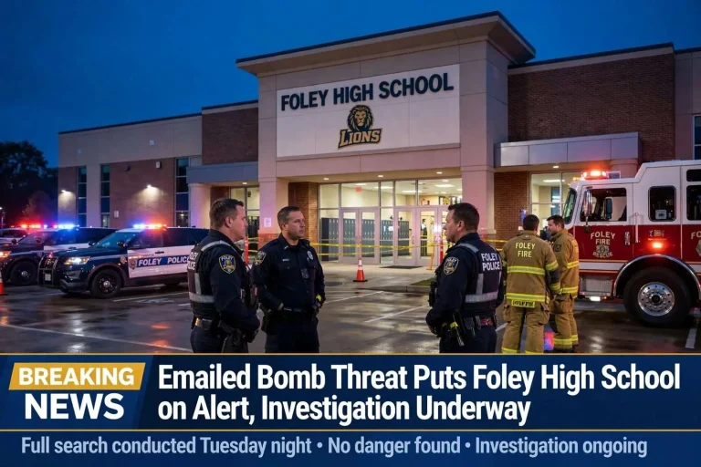 Illustration for the news story: Emailed Bomb Threat Puts Foley High School on Alert, Investigation Underway