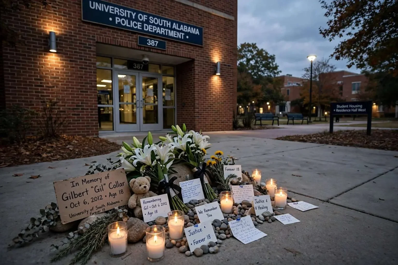 Illustration for the news story: Two Years Later, USA Campus Still Grapples With Gil Collar’s Death