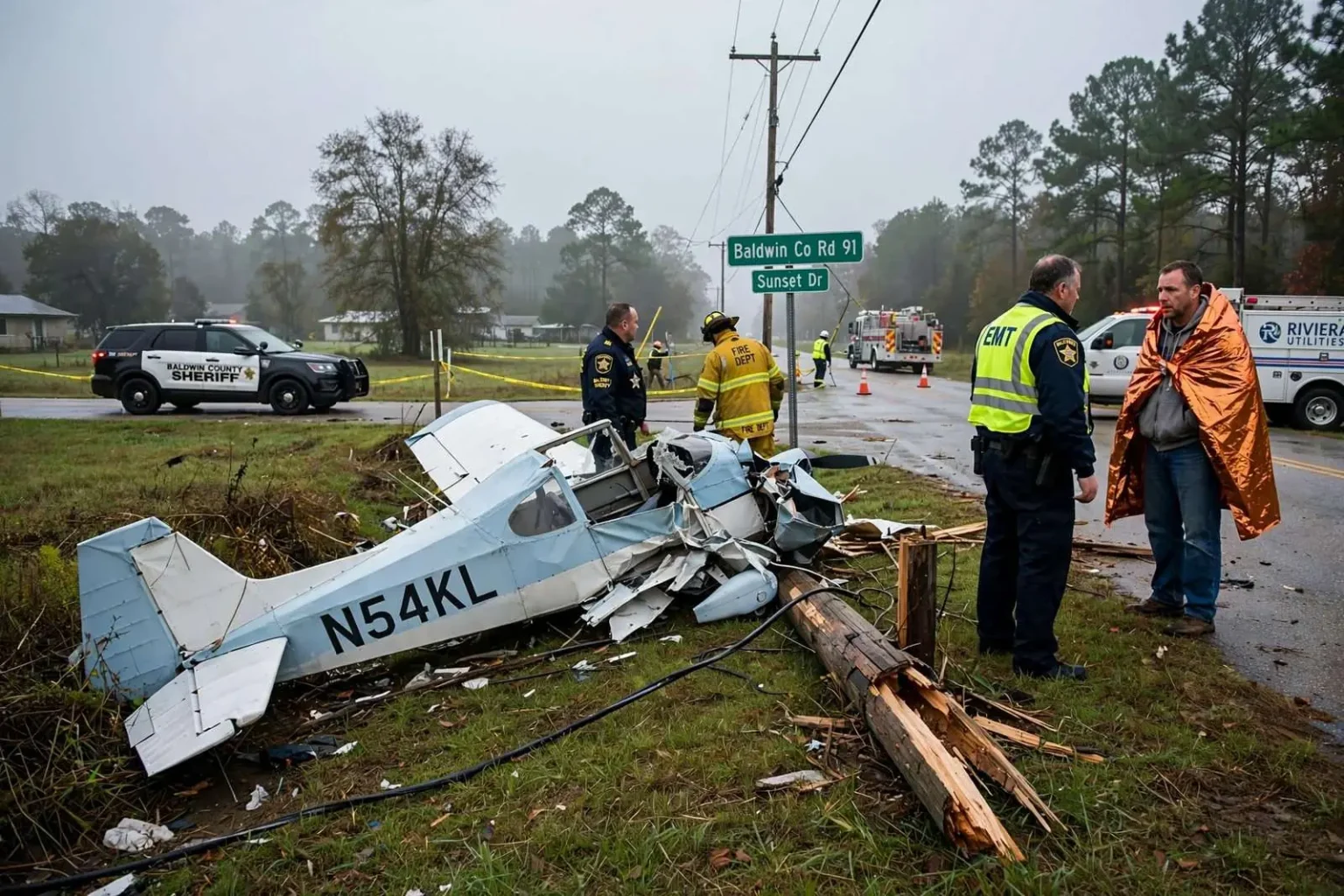 Illustration for the news story: Small Plane Crashes Near Lillian, Pilot Taken to Pensacola Hospital