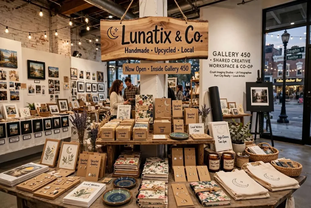 Illustration for the news story: Lunatix & Co. Finds a New Home Inside Gallery 450 in Downtown Mobile