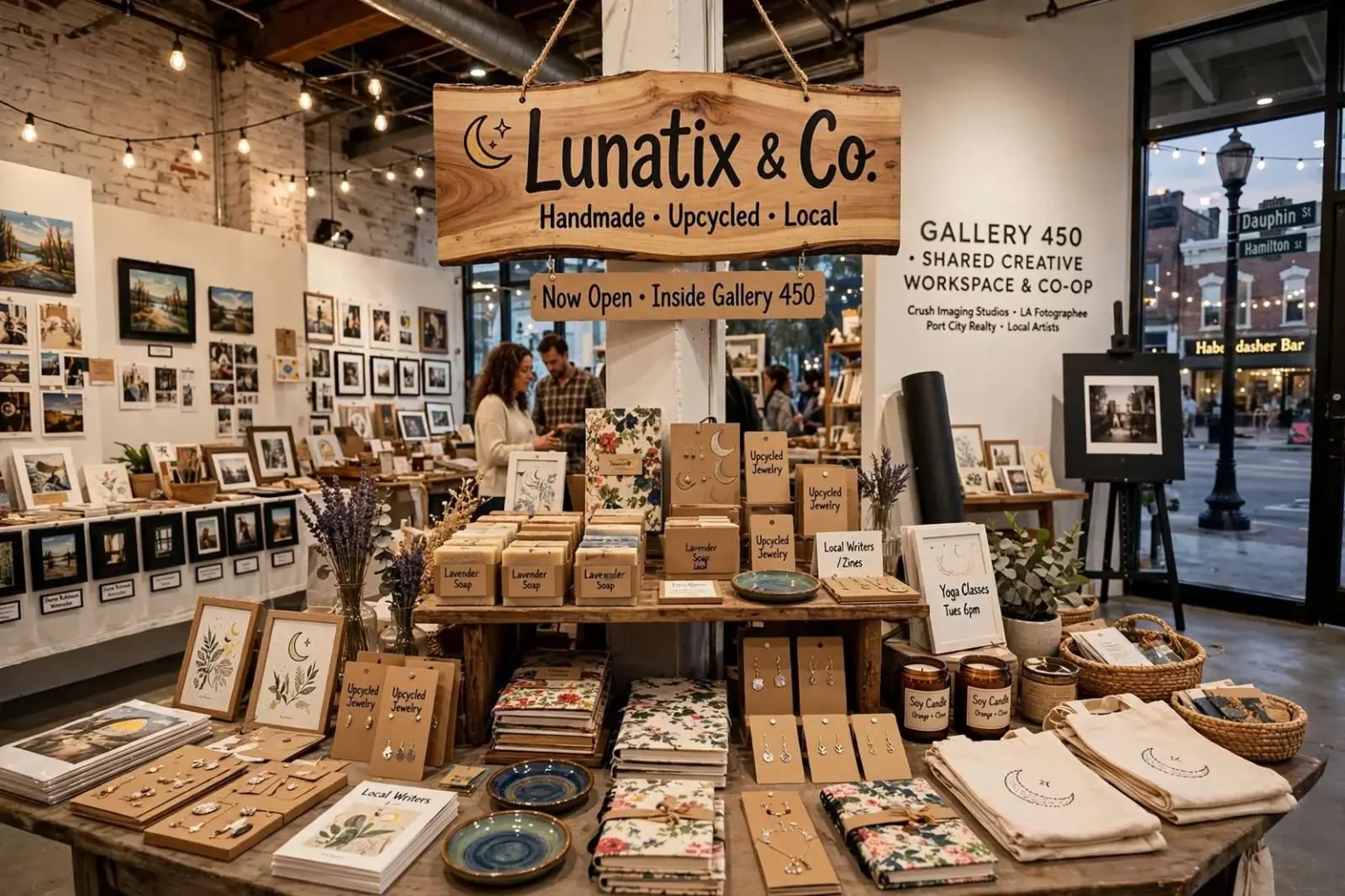 Illustration for the news story: Lunatix & Co. Finds a New Home Inside Gallery 450 in Downtown Mobile