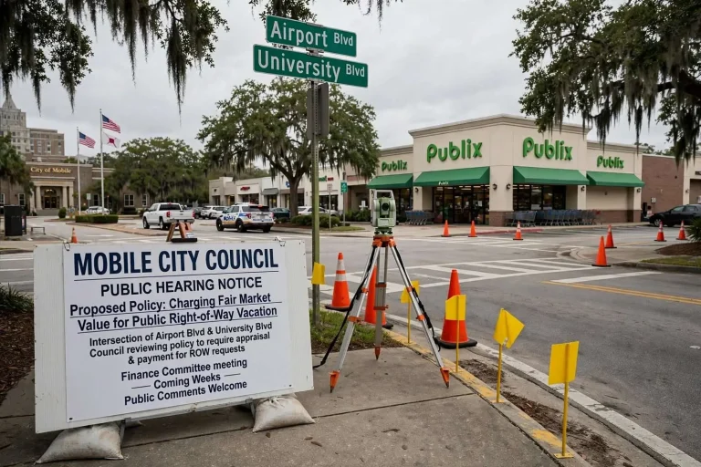 Illustration for the news story: Mobile City Council Weighs Charging Developers for Public Right-of-Way