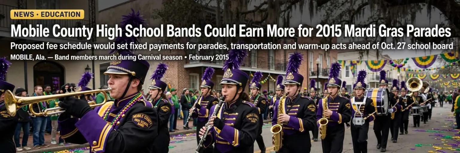 Illustration for the news story: Mobile County High School Bands Could Earn More for 2015 Mardi Gras Parades