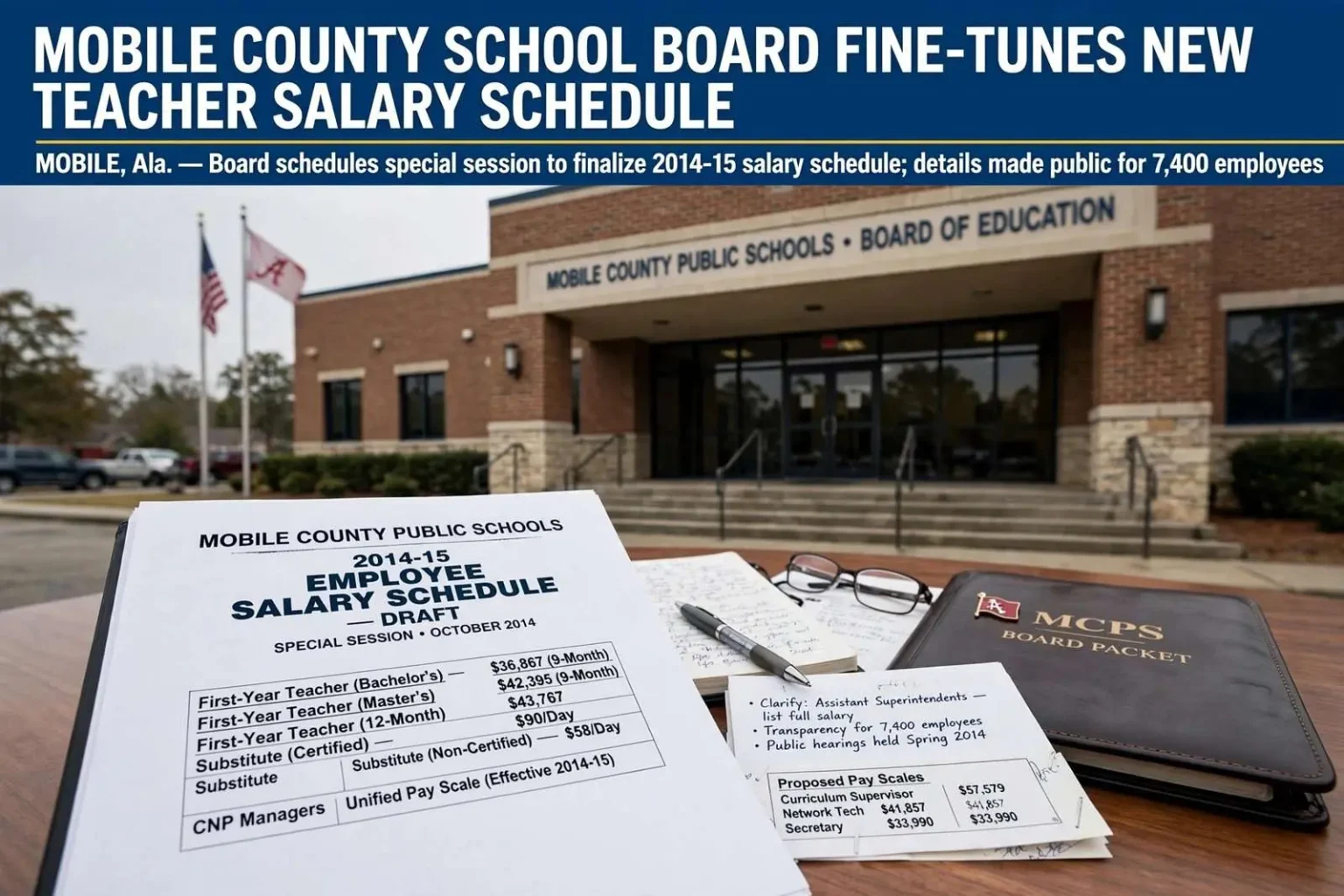 Illustration for the news story: Mobile County School Board Fine-Tunes New Teacher Salary Schedule