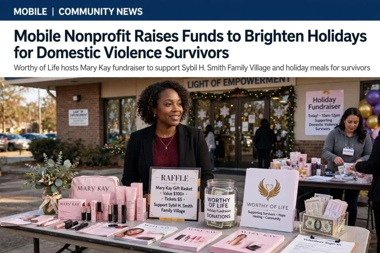 Illustration for the news story: Mobile Nonprofit Raises Funds to Brighten Holidays for Domestic Violence Survivors