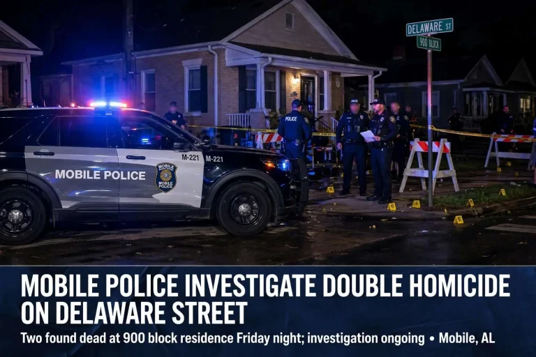 Illustration for the news story: Mobile Police Investigate Double Homicide on Delaware Street