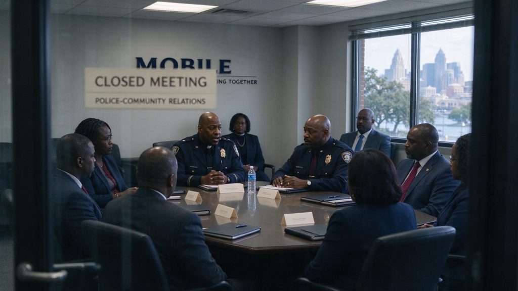 Illustration for the news story: Mobile Officials, Pastors to Hold Closed-Door Meeting on Police-Community Relations
