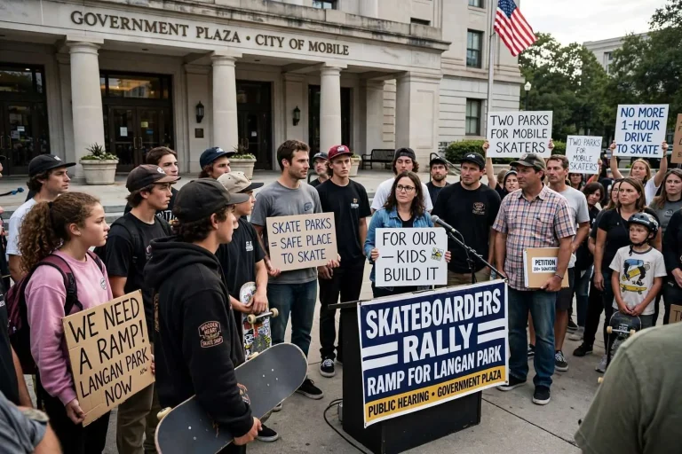 Illustration for the news story: Skateboarders Rally at Government Plaza for a Ramp of Their Own