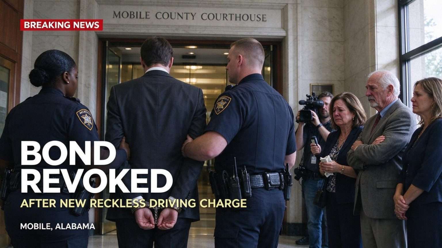 Illustration for the news story: Former Mobile Veterinarian’s Bond Revoked in Vehicular Homicide Case After New Reckless Driving Charge