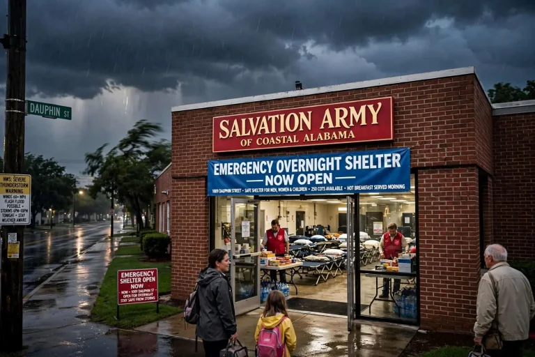 Illustration for the news story: Severe Storm Threat Prompts Emergency Shelter to Open in Mobile