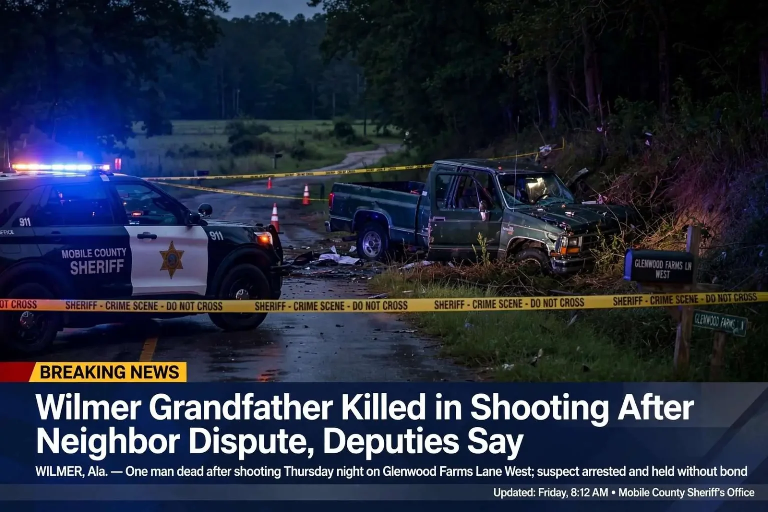 Illustration for the news story: Wilmer Grandfather Killed in Shooting After Neighbor Dispute, Deputies Say