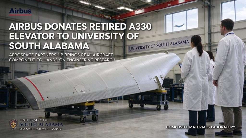Illustration for the news story: Airbus Donates Retired A330 Elevator to University of South Alabama