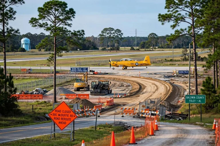 Illustration for the news story: Baldwin County Commission Clears Path for Navy’s $28 Million Barin Field Runway Project