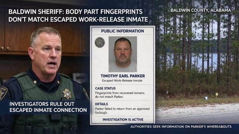 Illustration for the news story: Baldwin Sheriff: Body Part Fingerprints Don’t Match Escaped Work-Release Inmate