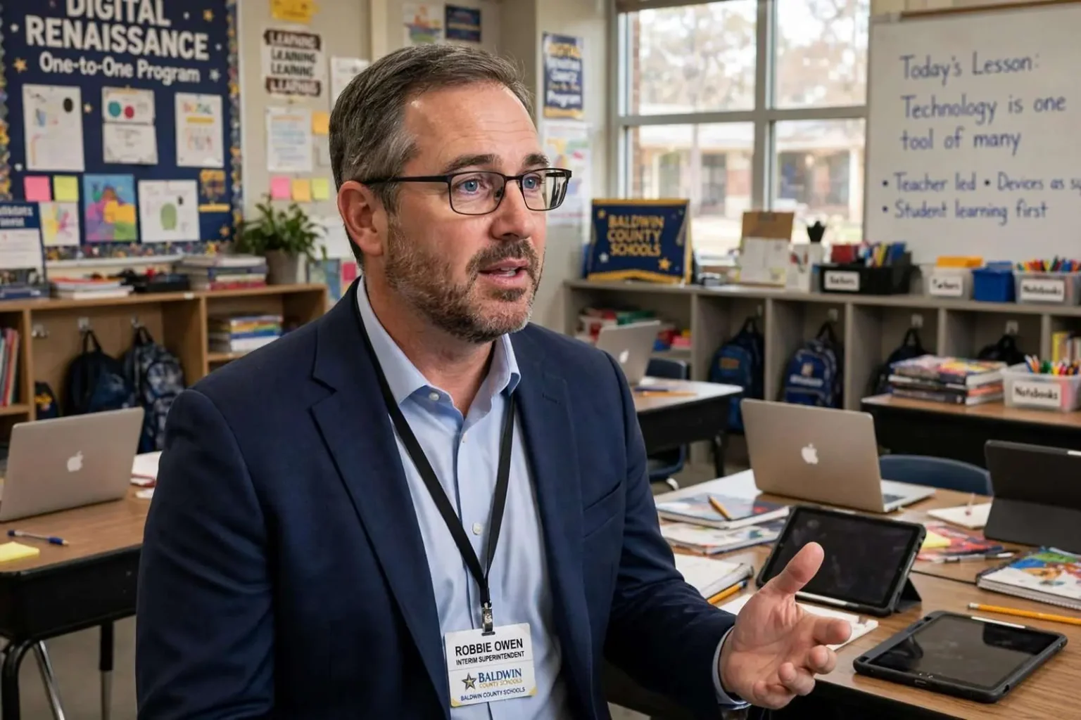 Illustration for the news story: Baldwin County Interim Superintendent: iPads, Laptops Are ‘One Tool of Many’ in Classrooms