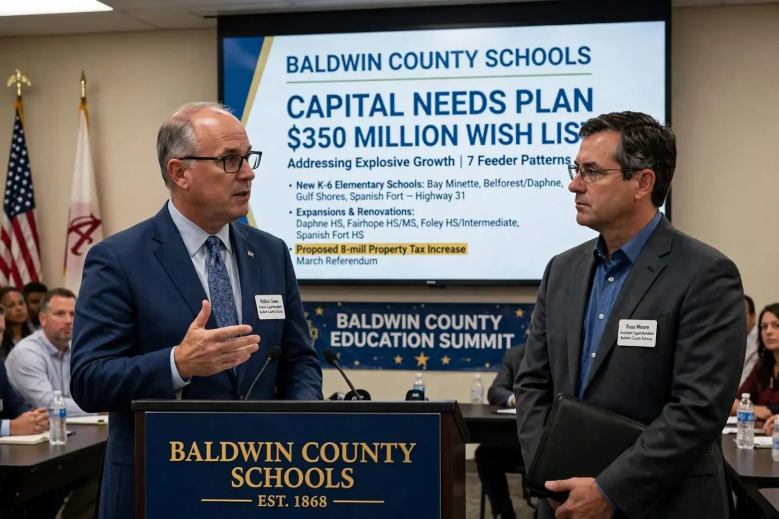 Illustration for the news story: Baldwin County Schools Unveil $350 Million Wish List to Handle Explosive Growth