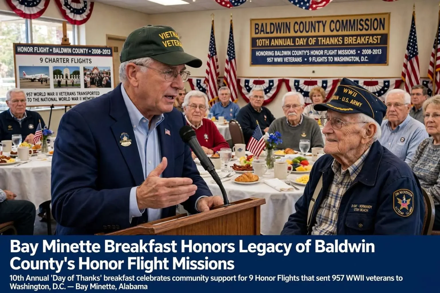 Illustration for the news story: Bay Minette Breakfast Honors Legacy of Baldwin County’s Honor Flight Missions