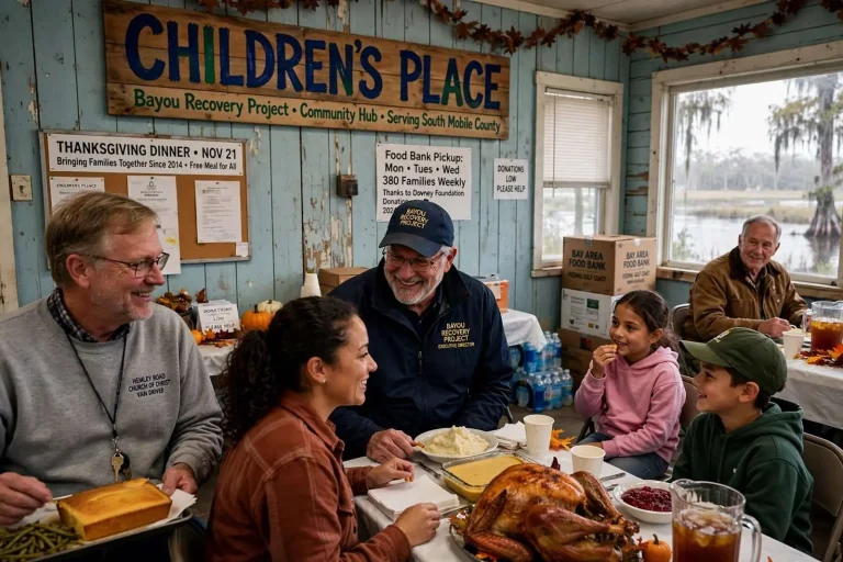 Illustration for the news story: Bayou La Batre Nonprofit Hosts Thanksgiving for Families Still Hurting From Oil Spill