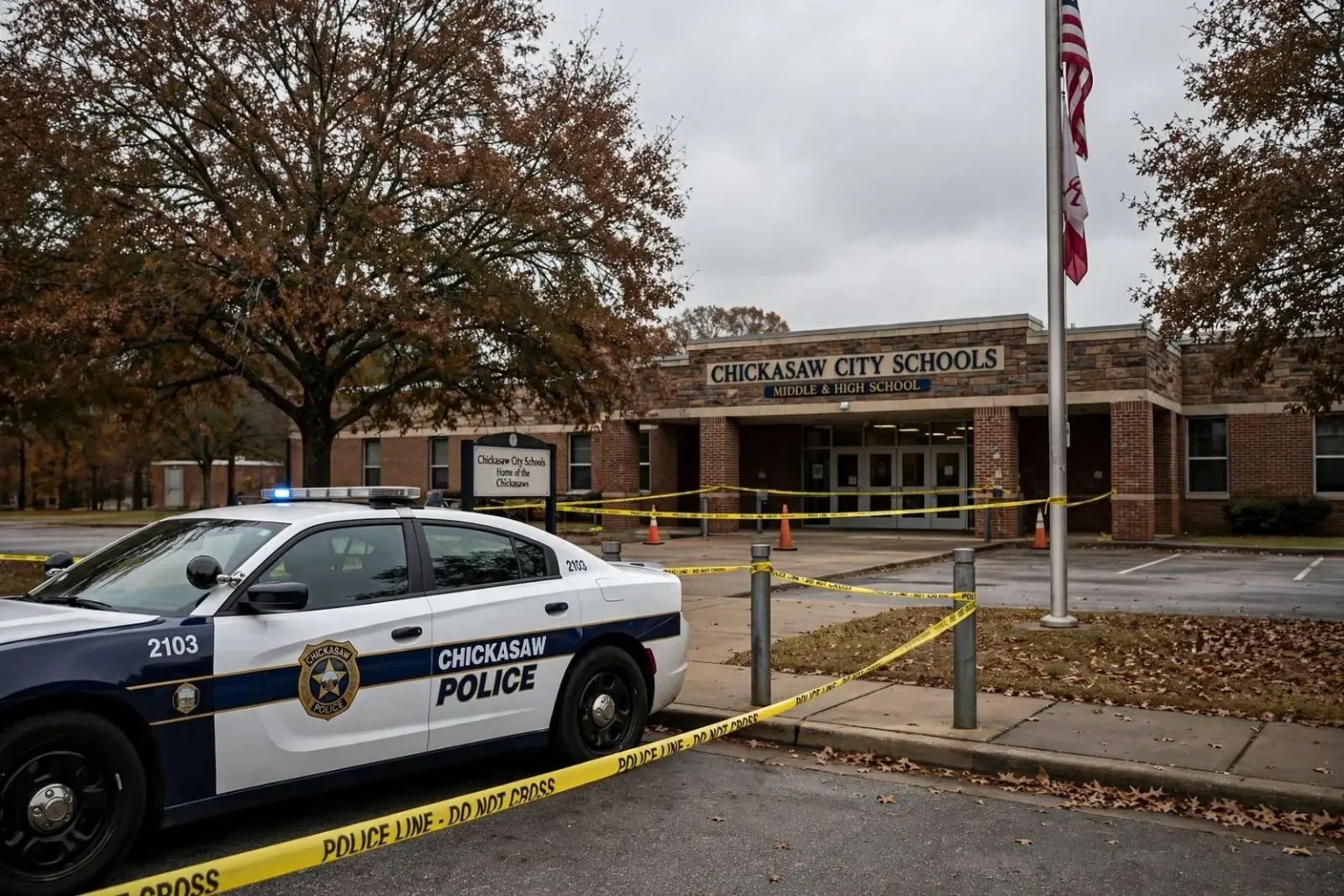 Illustration for the news story: Chickasaw Police Launch Criminal Investigation Into Former School Principal