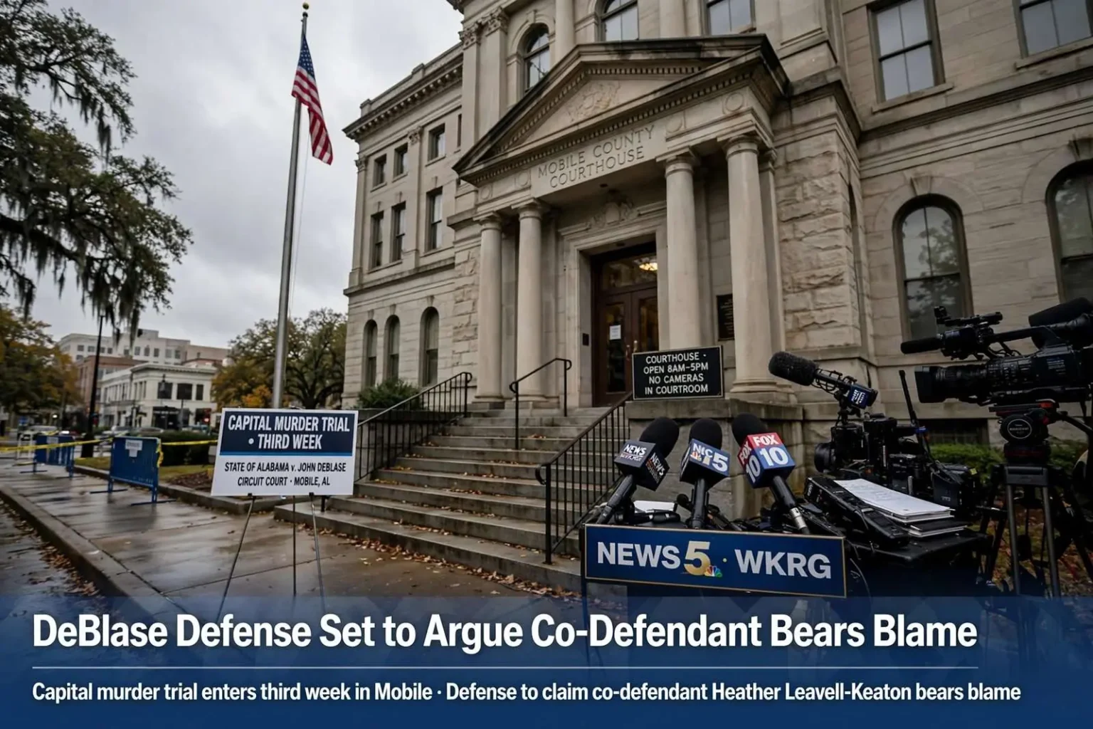 Illustration for the news story: DeBlase Defense Set to Argue Co-Defendant Bears Blame as Trial Enters Third Week