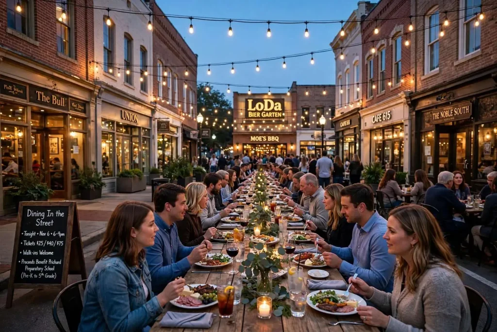 Illustration for the news story: Dining In the Street Returns Downtown to Benefit Prichard Preparatory School