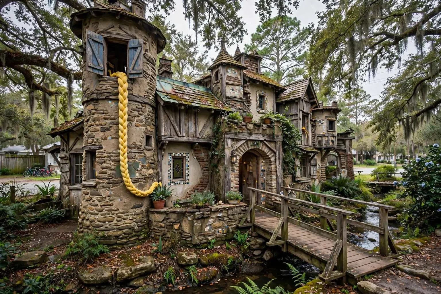 Illustration for the news story: Inside Fairhope’s Storybook Mosher Castle, a Handbuilt Labor of Love