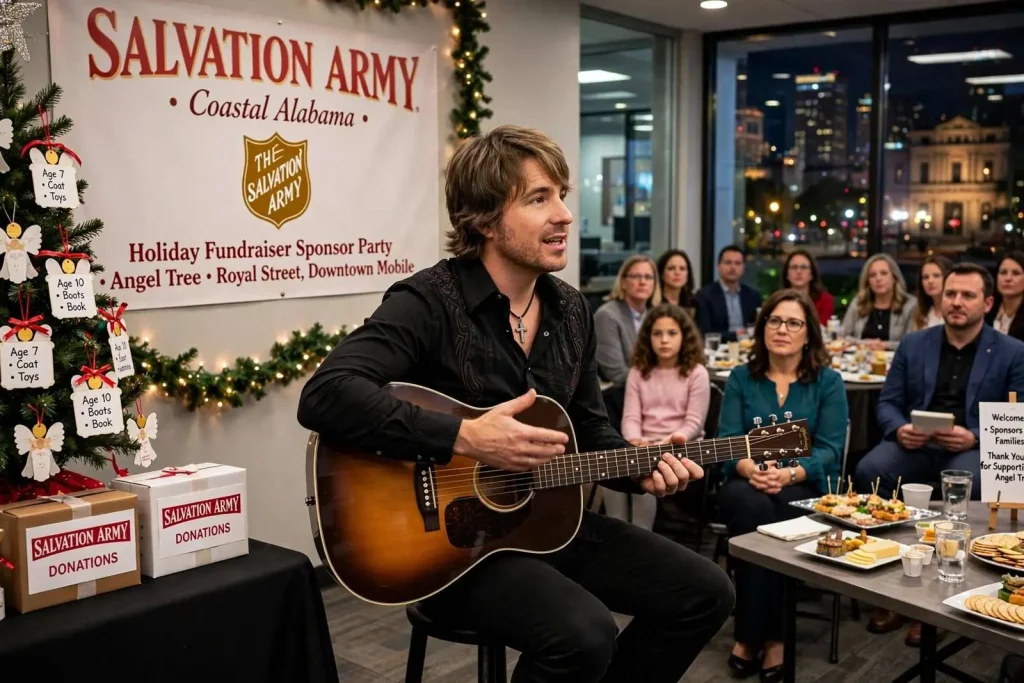 Illustration for the news story: Country Singer Jimmy Wayne Shares Salvation Army Story at Downtown Mobile Fundraiser