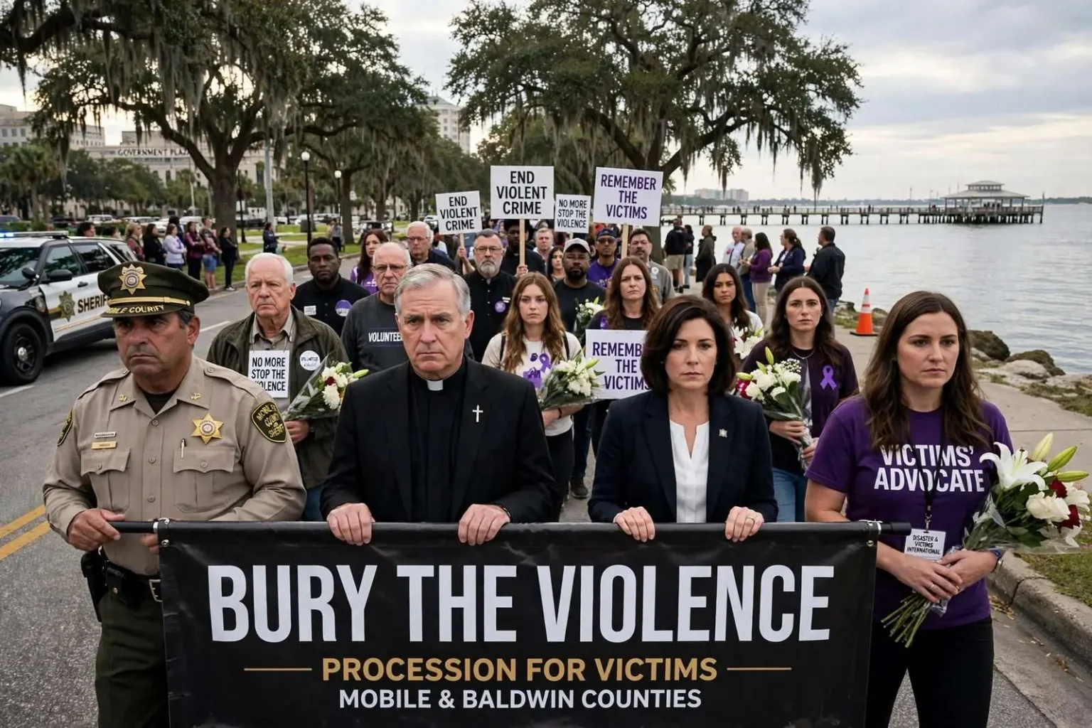 Illustration for the news story: ‘Bury the Violence’ Procession to Wind Through Mobile, Baldwin Counties