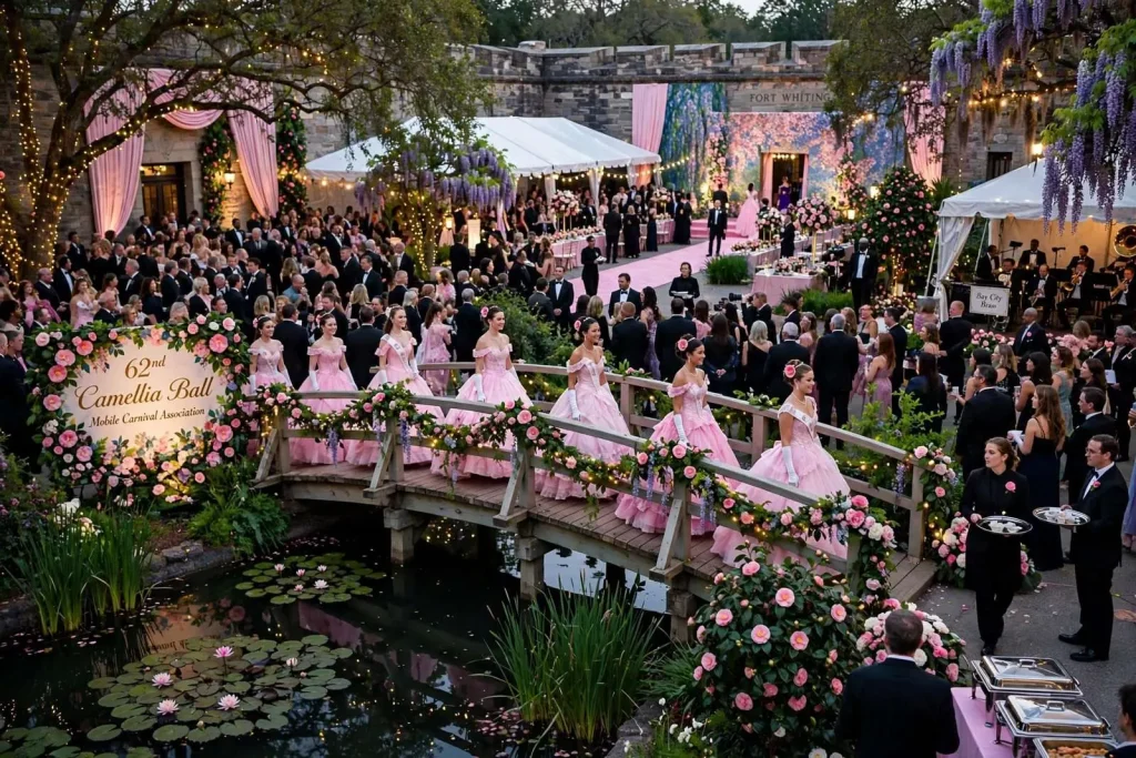 Illustration for the news story: Mobile’s 62nd Camellia Ball Opens Mardi Gras Season in Monet-Inspired Style