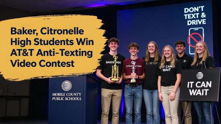 Illustration for the news story: Baker, Citronelle High Students Win AT&T Anti-Texting Video Contest