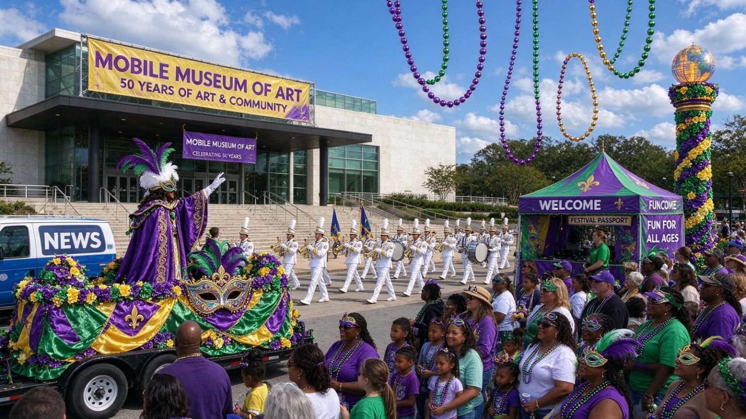 Illustration for the news story: Mobile Museum of Art Marks 50th Anniversary With Mardi Gras Family Festival