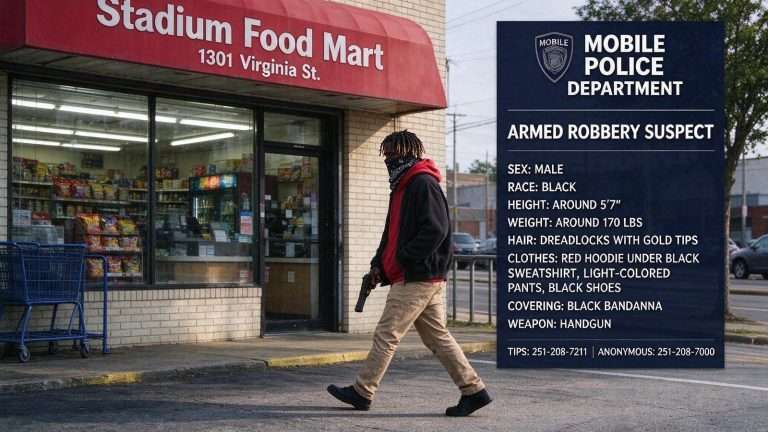 Illustration for the news story: Mobile Police Seek Public’s Help Identifying Armed Robber From Virginia Street Convenience Store