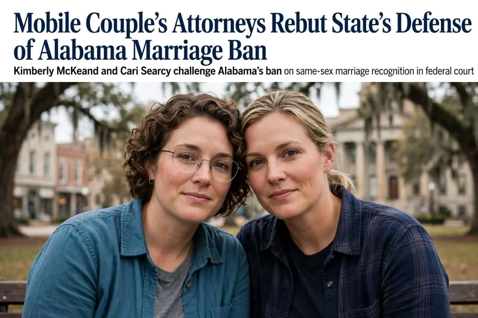 Illustration for the news story: Mobile Couple’s Attorneys Rebut State’s Defense of Alabama Marriage Ban