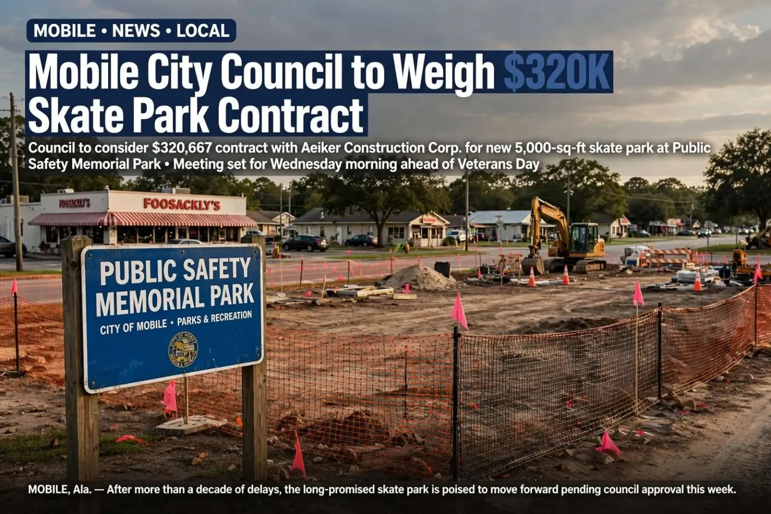 Illustration for the news story: Mobile City Council to Weigh $320K Skate Park Contract