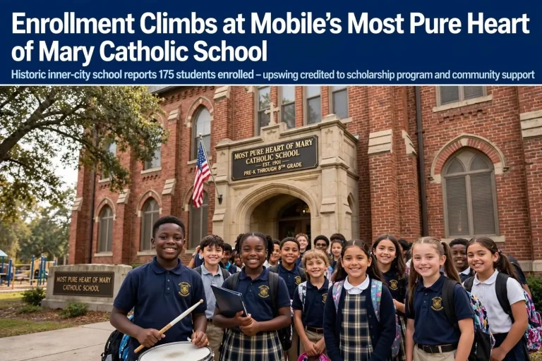 Illustration for the news story: Enrollment Climbs at Mobile’s Most Pure Heart of Mary Catholic School