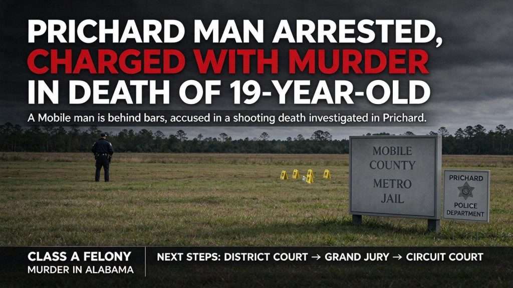 Illustration for the news story: Prichard Man Arrested, Charged with Murder in Death of 19-Year-Old