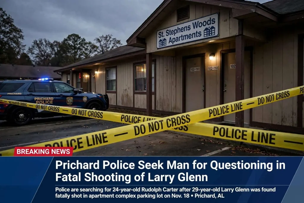 Illustration for the news story: Prichard Police Seek Man for Questioning in Fatal Shooting of Larry Glenn