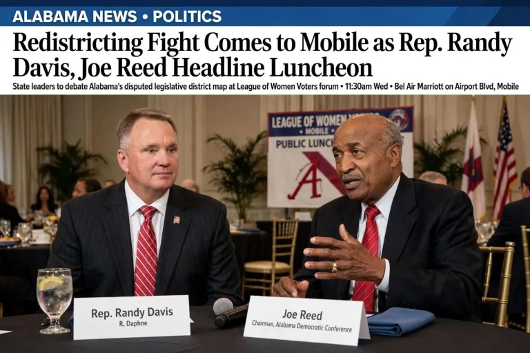 Illustration for the news story: Redistricting Fight Comes to Mobile as Rep. Randy Davis, Joe Reed Headline Luncheon