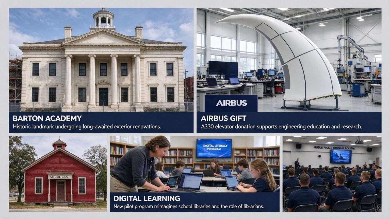 Illustration for the news story: Mobile-Baldwin School Zone: Construction Updates, Digital Learning and an Airbus Gift