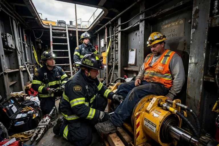 Illustration for the news story: Worker Injured by Machinery in Ship’s Hull at Alabama State Docks