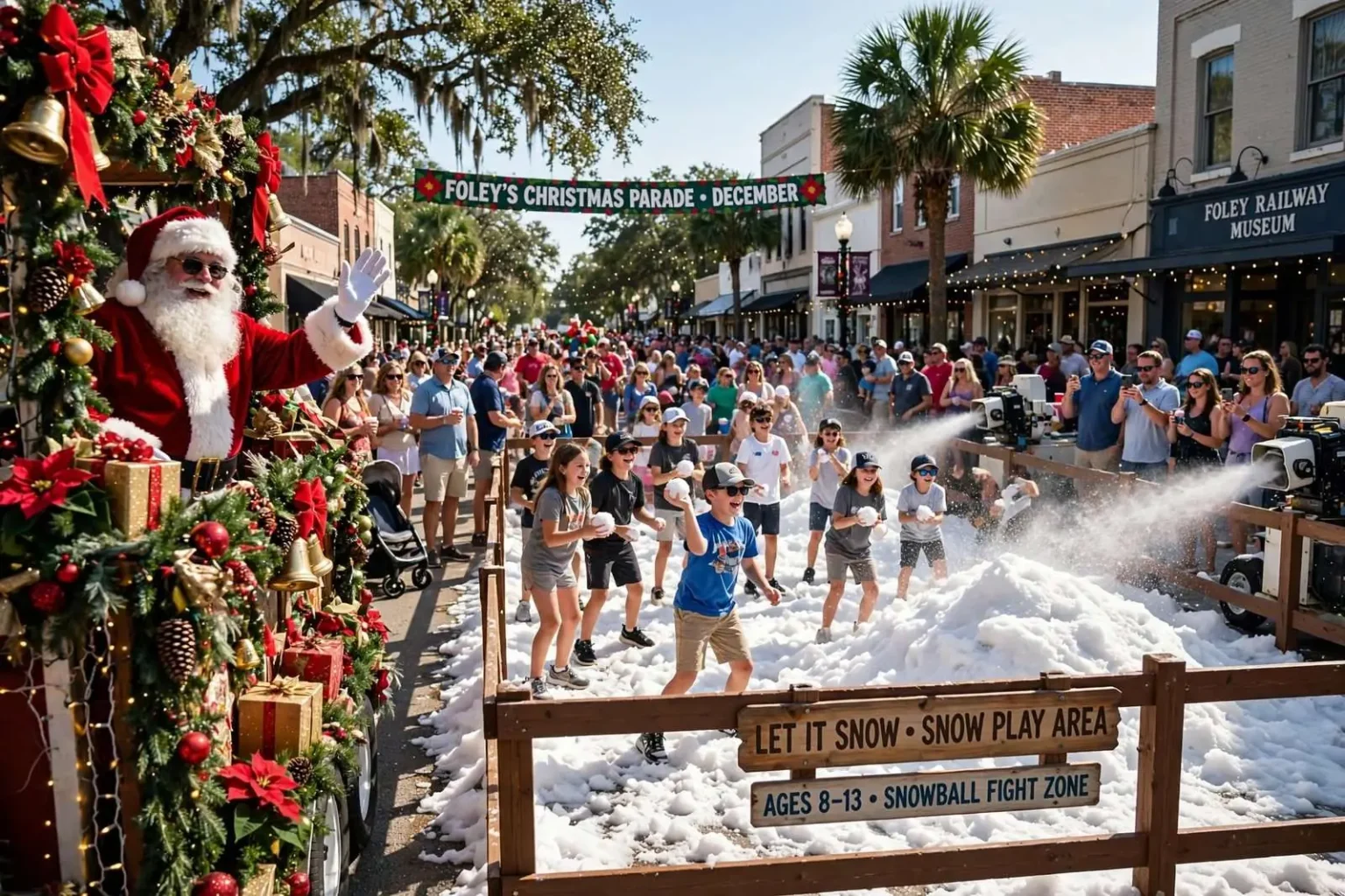 Illustration for the news story: Foley’s Christmas Parade and Snow Day Kick Off Holiday Season Across Baldwin County