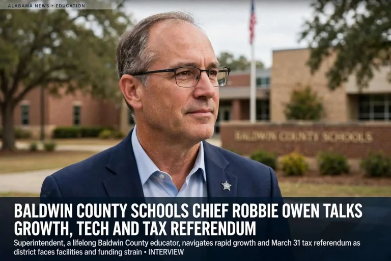 Illustration for the news story: Baldwin County Schools Chief Robbie Owen Talks Growth, Tech and Tax Referendum