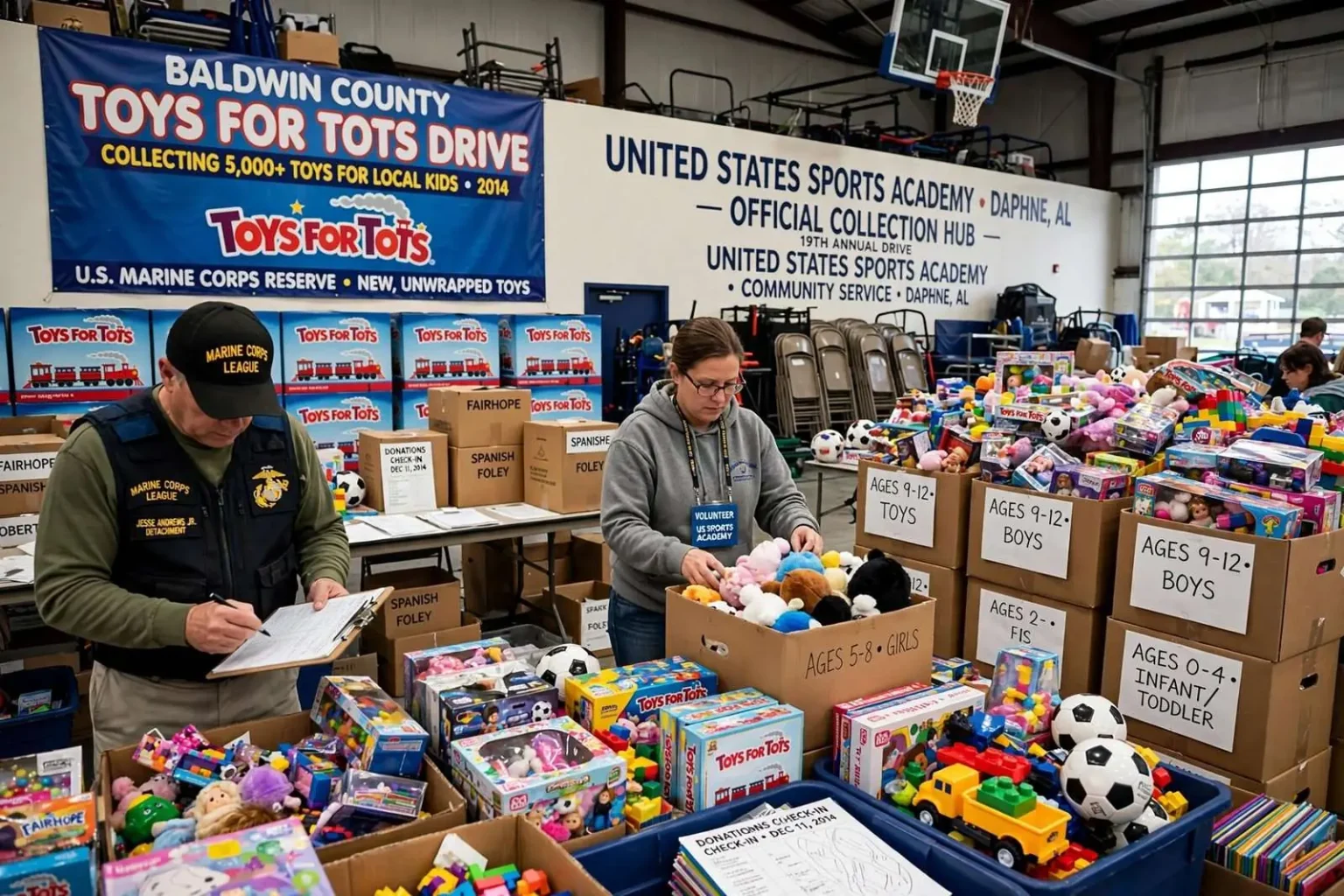 Illustration for the news story: Baldwin County Toys for Tots Drive Collects More Than 5,000 Gifts for Local Kids