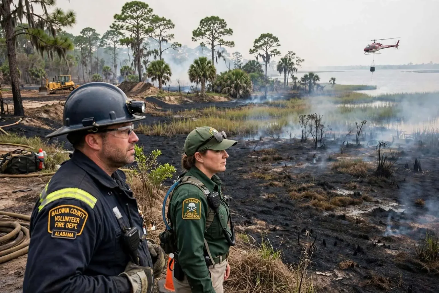 Illustration for the news story: Wildfire Near Magnolia Springs Contained After Burning 400 Acres